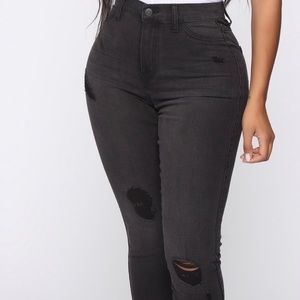 Black Distress Fashion Nova Jeans